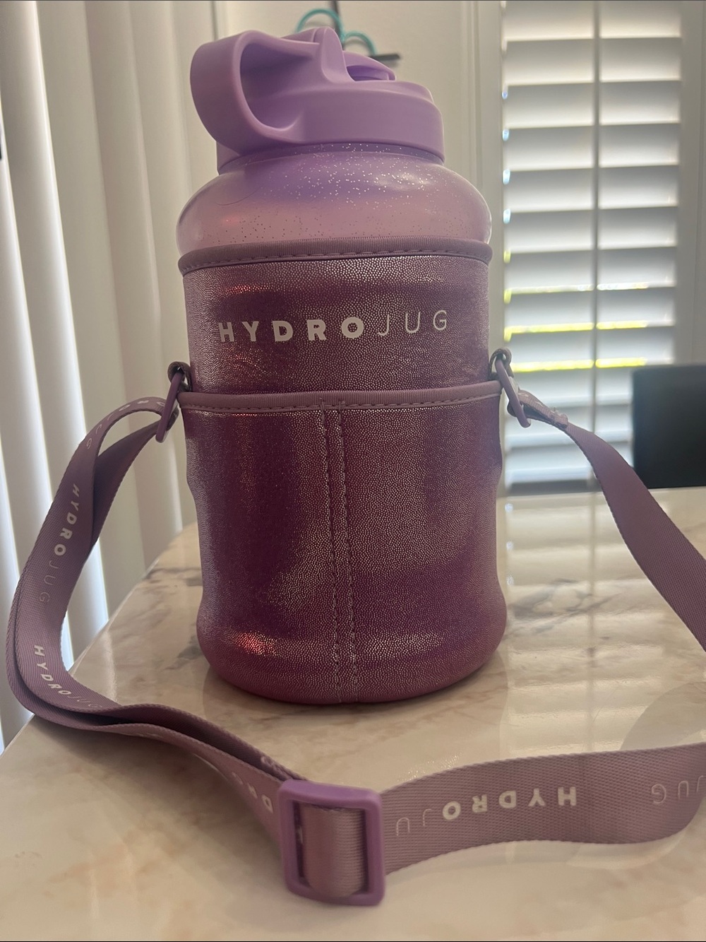 HydroJug Glittery Lavender Bottle Carrier with Adjustable Strap